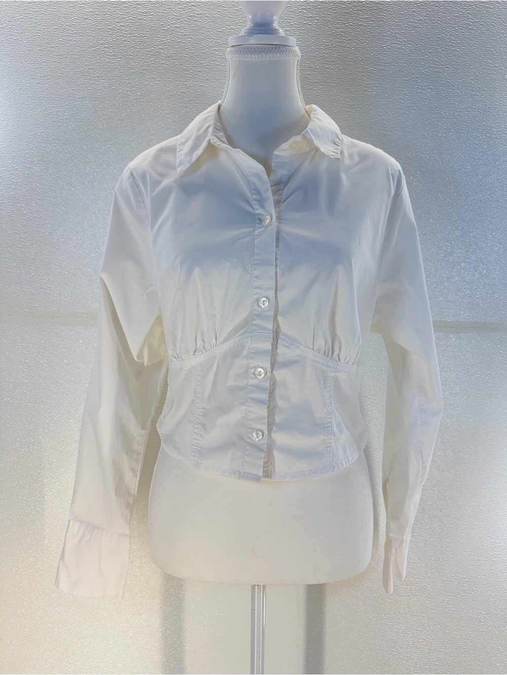 Abercrombie & Fitch White Corset Button Shirt Top Women's Medium - Picture 4 of 17